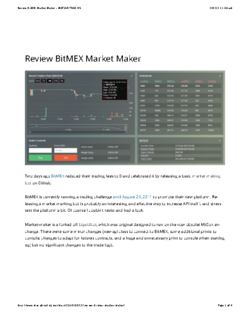Review BitMEX Market Maker – MATLAB TRADING