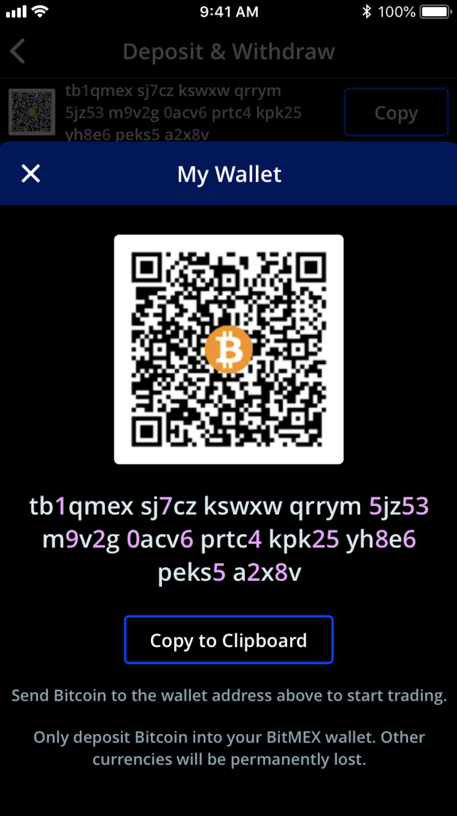 can i send btc from exchange wallet to bitmex