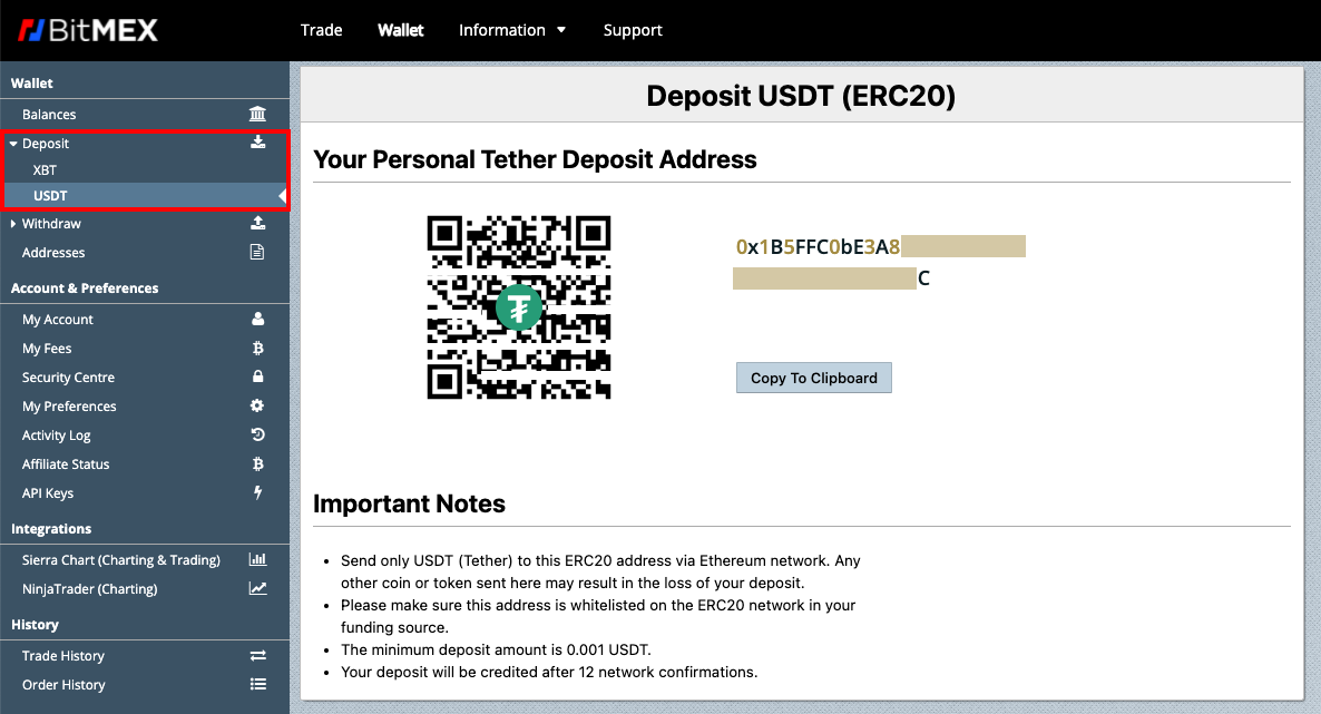 deposit usdt