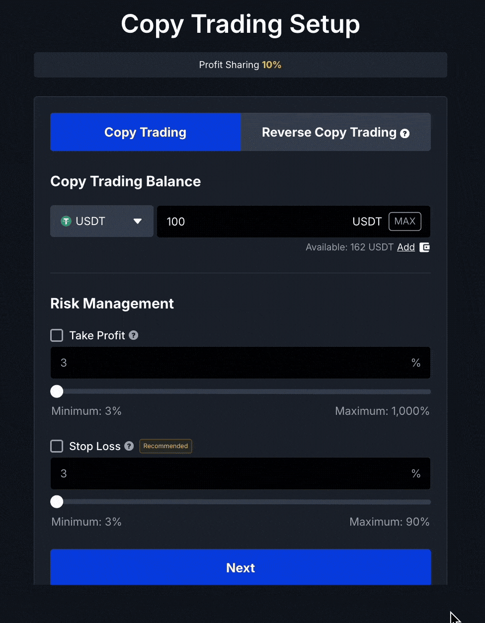 Copy Trading Setup